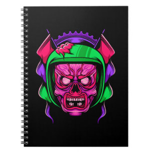 Caderno Espiral Cavaleiro Zumbi de Neon Arte de Caveira