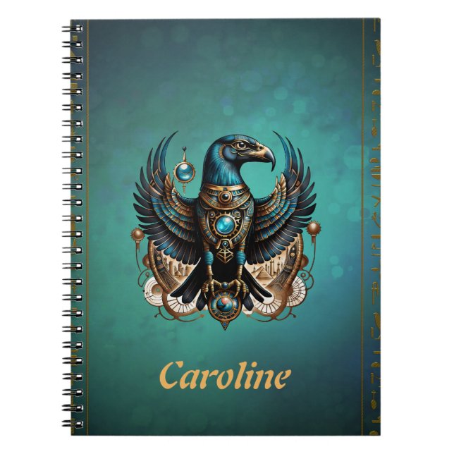 Caderno Espiral Cavalgue o deus falcão. (Frente)