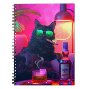 Caderno Espiral Cavalheiro Bebendo Gato Whiskey Bar engraçado