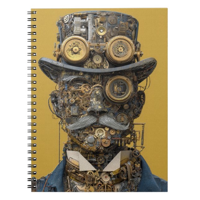 Caderno Espiral Cavalheiro Mecânico Steampunk (Frente)