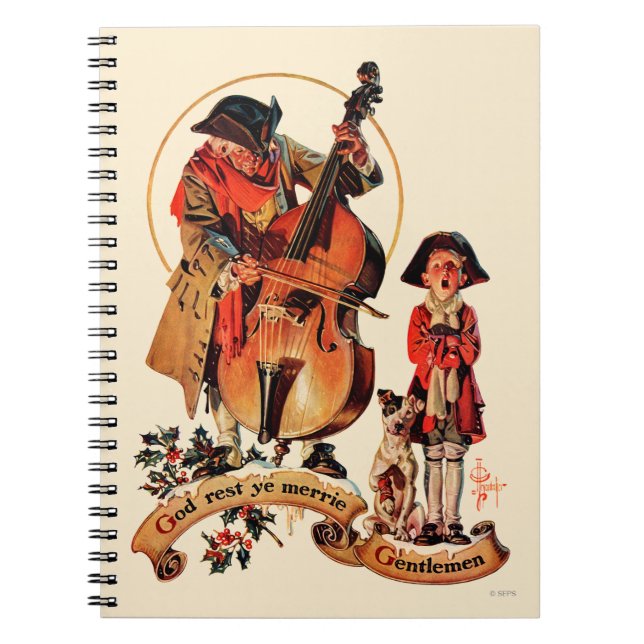 Caderno Espiral Cavalheiros do YE Merrie do resto do deus (Frente)