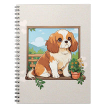 Cavalier King Charles Pastel com flores