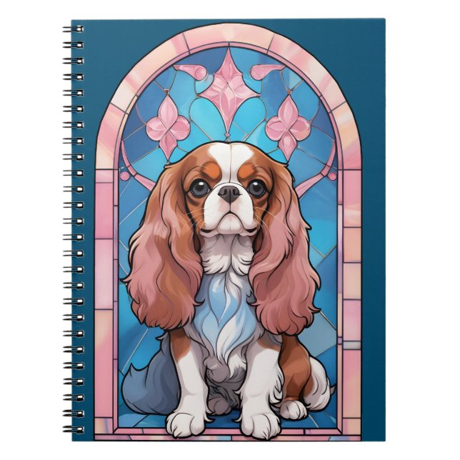 Caderno Espiral Cavalier King Charles Pastel Cor de Rosa Vidro Est (Frente)