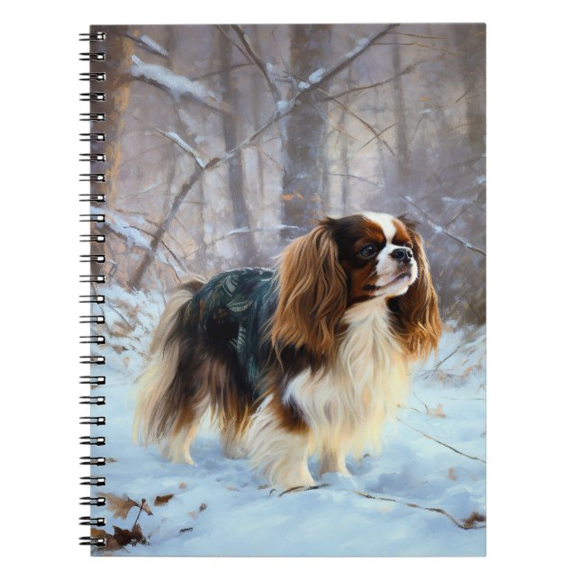 Caderno Espiral Cavalier King Charles Spaniel Deixe Nevar Natal (Frente)