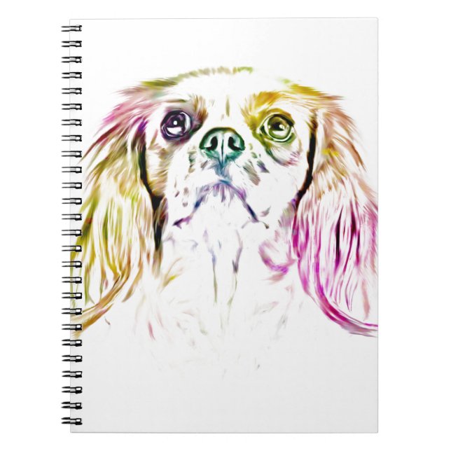 Caderno Espiral Cavalier King Charles Spaniel Dog Art Pintura (Frente)