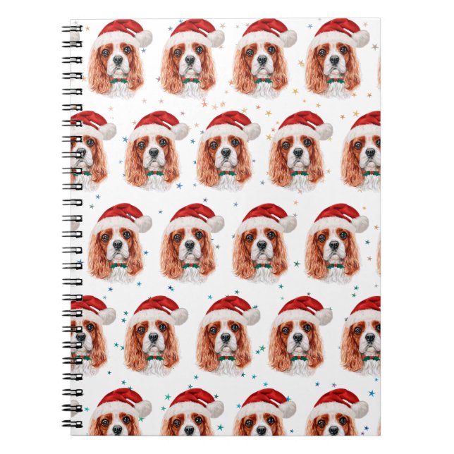 Caderno Espiral Cavalier King Charles Spaniel Dog Breed Christmas (Frente)