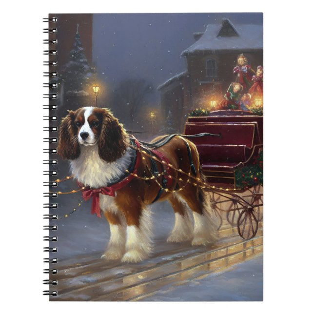 Caderno Espiral Cavalier King Charles Spaniel Natal Festivo (Frente)