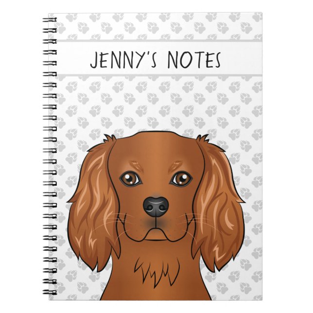 Caderno Espiral Cavalier King Charles Spaniel Rubi & Texto (Frente)