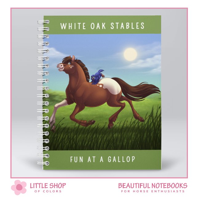 Caderno Espiral Cavalo Appaloosa Galopante Personalizável (Criador carregado)