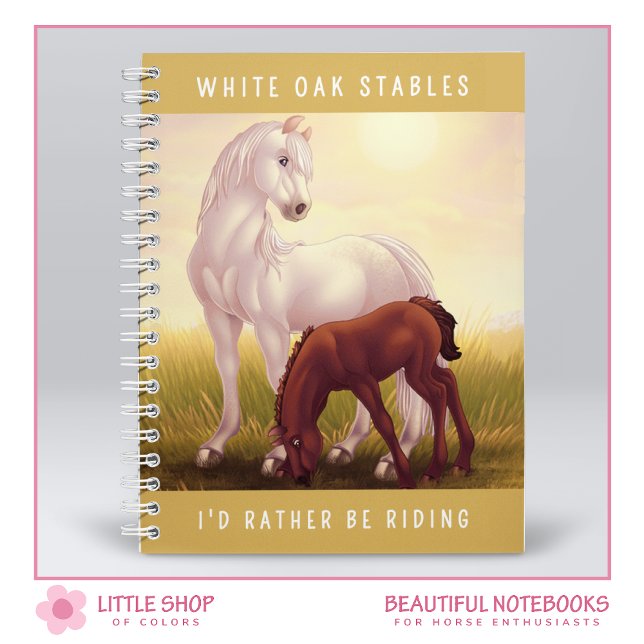 Caderno Espiral Cavalo Branco e Potro Personalizáveis (Criador carregado)