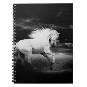 Caderno Espiral Cavalo Branco em Preto e Branco