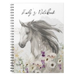 Caderno Espiral Cavalo correndo no notebook Flower Field