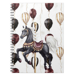 Caderno Espiral Cavalo de Carrossel Balões de Circo