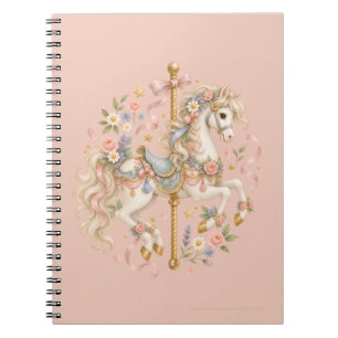 Caderno Espiral Cavalo de Carrossel Elegante Conto de Fadas Francê