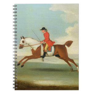 Caderno Espiral Cavalo de corrida de galope e jóquei montado no