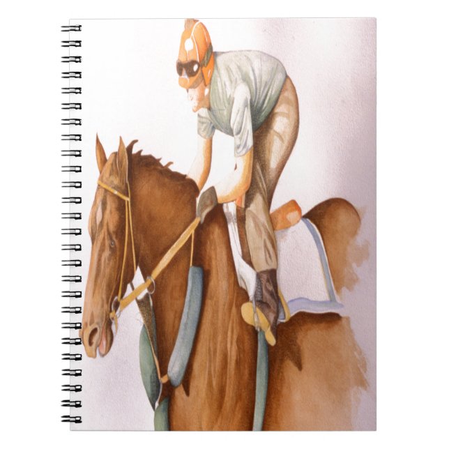 Caderno Espiral Cavalo de Corrida e Jóquei (Frente)
