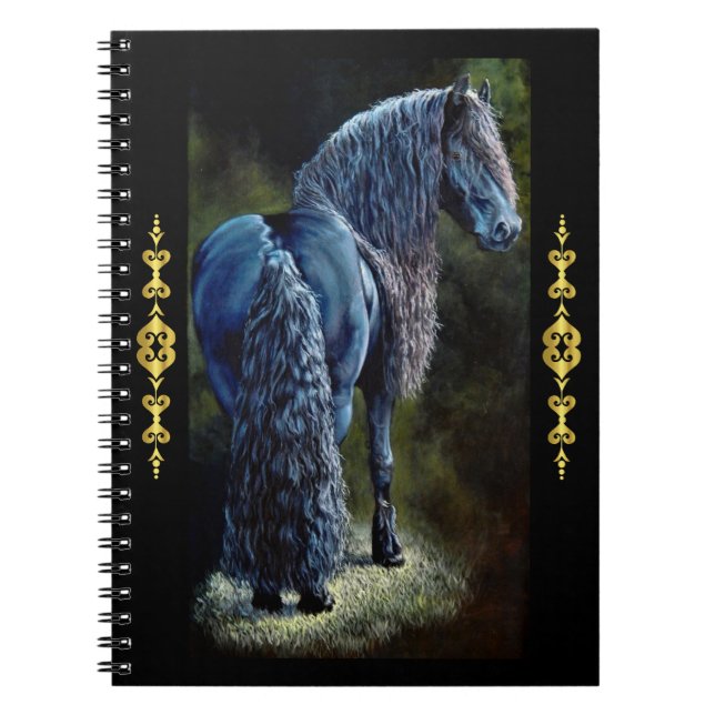 Caderno Espiral Cavalo de garanhão frívio em holofote, pintura (Frente)