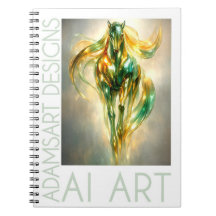 Cavalo Dourado Esmeralda Radiante Abstrato Metálic