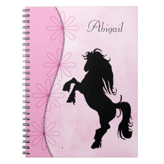 Caderno Espiral Cavalo e Flores Silhueta Personalizados