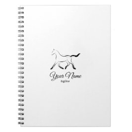 Caderno Espiral Cavalo elegante a preto