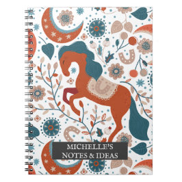 Caderno Espiral Cavalo Escandinavo Personalizado Fofo