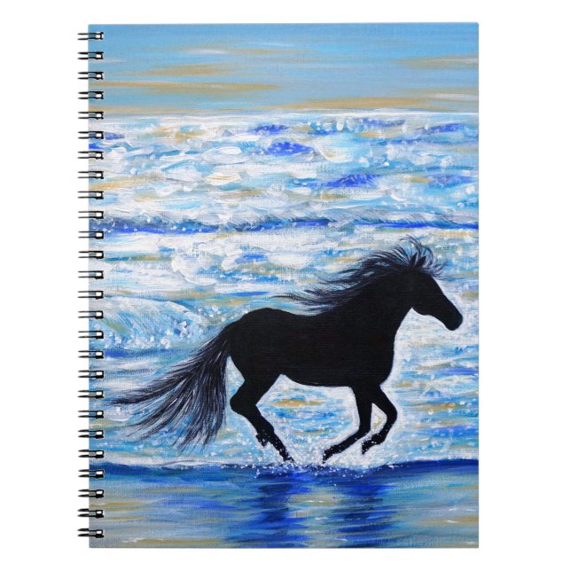 Caderno Espiral Cavalo Livre pela pintura do mar (Frente)