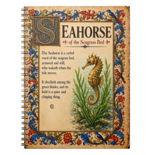 Caderno Espiral Cavalo-marinho, Arte do Bestiário Medieval
