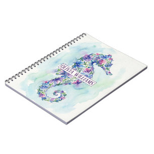 Caderno Espiral Cavalo-Marinho Botânico Flores Oceânicas Caprichos