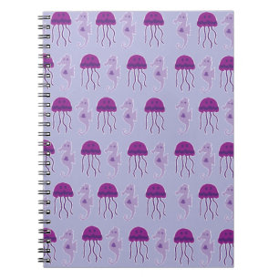 Caderno Espiral Cavalo-marinho e medusa