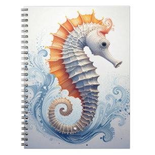 Caderno Espiral Cavalo-marinho nas ondas do oceano