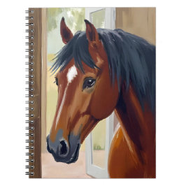 Caderno Espiral Cavalo Marrom Aquarela Animal País Celeiro