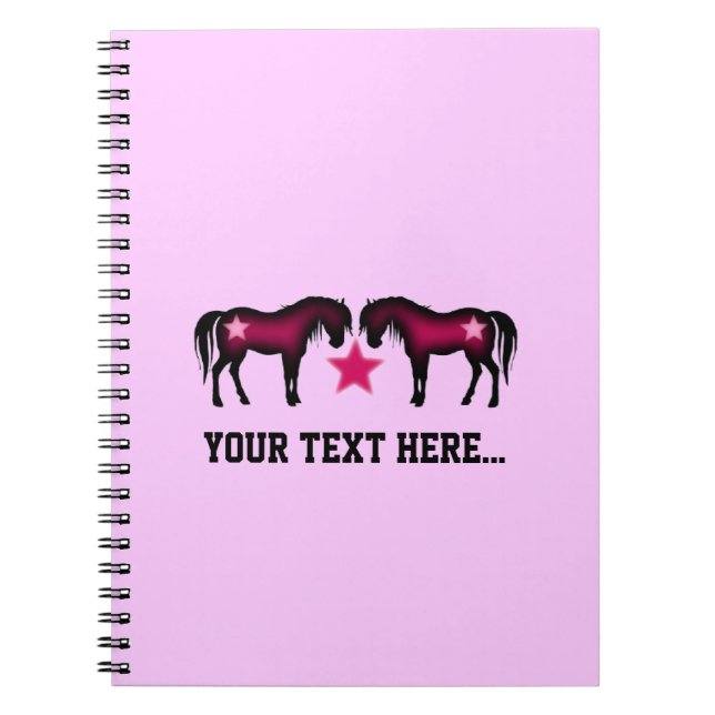 Caderno Espiral Cavalo personalizado feminino cor-de-rosa (Frente)