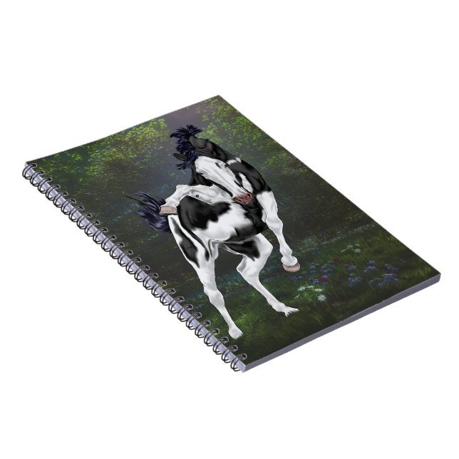 Caderno Espiral Cavalo preto e branco com face careca sobre pintur (Lado Direito)