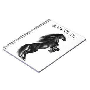 Caderno Espiral Cavalo selvagem preto-e-fundo - Desenho preto e br