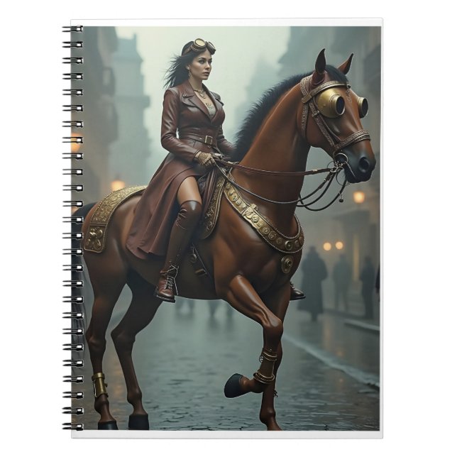 Caderno Espiral Cavalo Steampunk com Cavalo Rider (Frente)