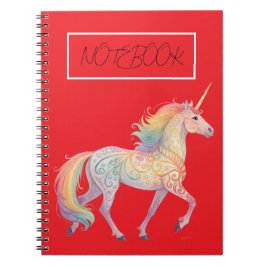 Caderno Espiral Cavalo Unicórnio Arco-íris Mágico Personalizado