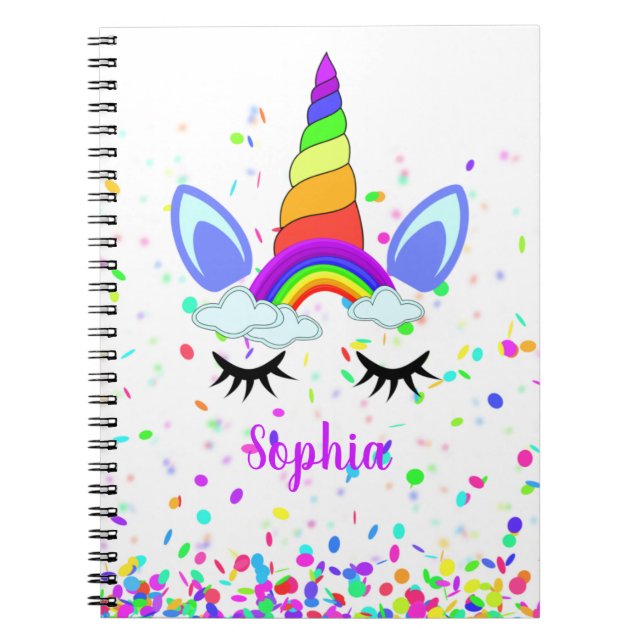 Caderno Espiral Cavalo Unicórnio Mágico Personalizado para Criança (Frente)