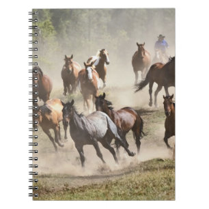 Caderno Espiral Cavalos correndo durante o roundup, Montana
