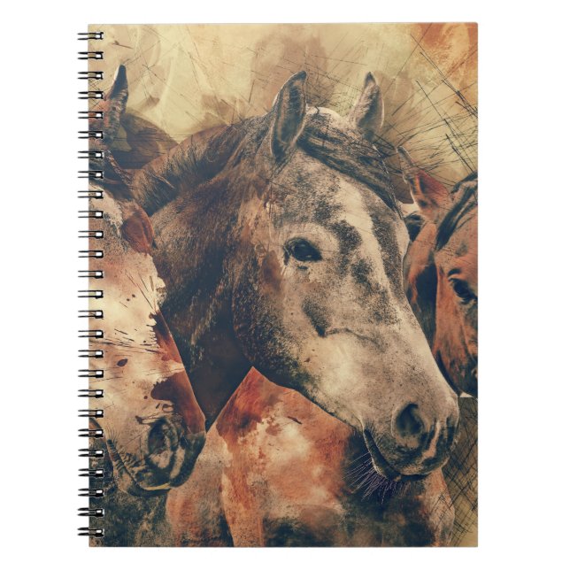 Caderno Espiral Cavalos da aguarela (Frente)