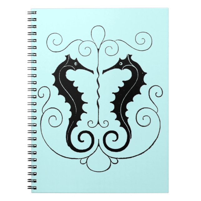 Caderno Espiral Cavalos de mar do vintage (Frente)