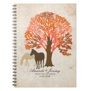 Caderno Espiral Cavalos de outono de Orange e Brown