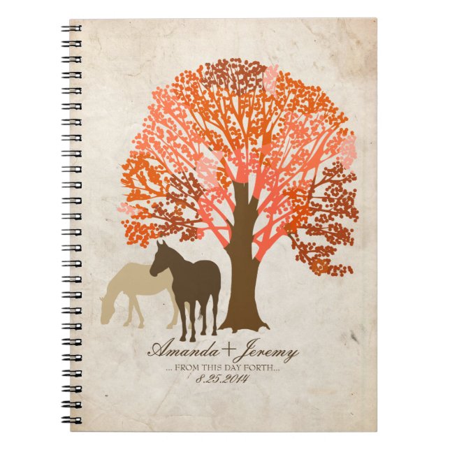 Caderno Espiral Cavalos de outono de Orange e Brown (Frente)