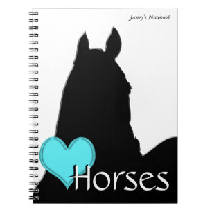 Caderno Espiral Cavalos do Coração I Aqua Heart (fundo branco)