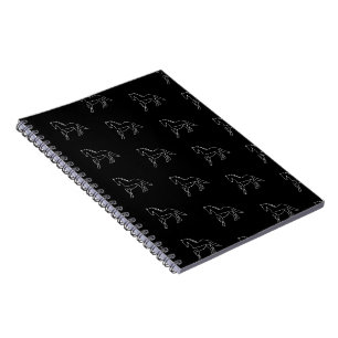 Caderno Espiral Cavalos Equestre Contorno Branco Cavaleiro