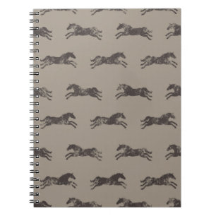 Caderno Espiral Cavalos Equestres Masculinos Pretos e Clássicos do