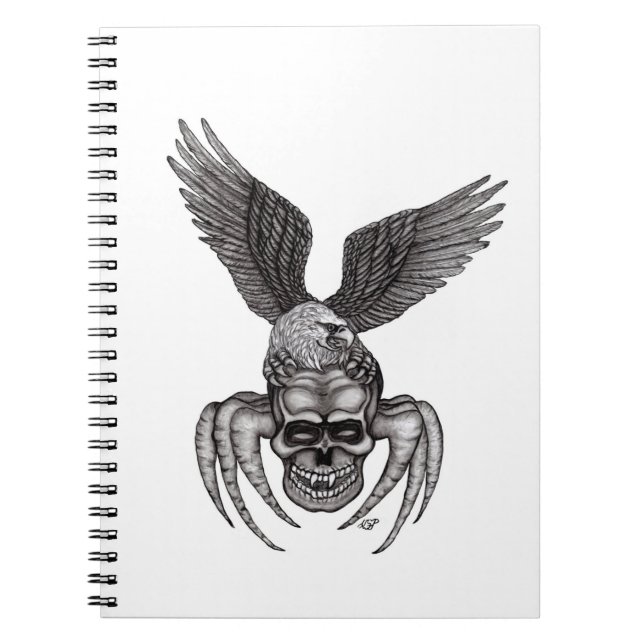 Caderno Espiral Caveira-aranha com águia (Frente)