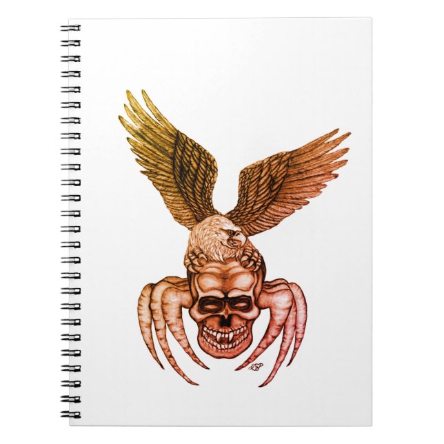 Caderno Espiral Caveira-aranha com águia (Frente)