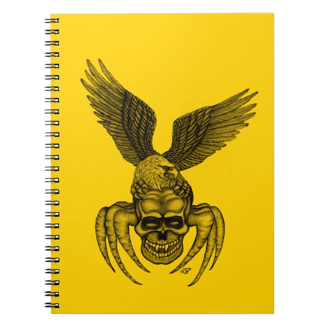 Caderno Espiral Caveira-aranha com águia (Frente)