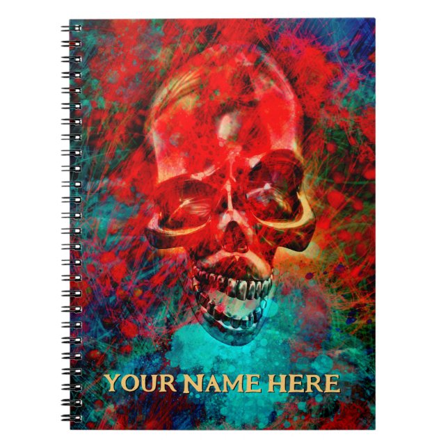 Caderno Espiral Caveira colorida. Personalizado (Frente)