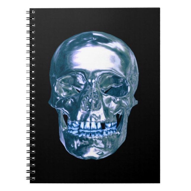 Caderno Espiral Caveira Cromo Azul (Frente)